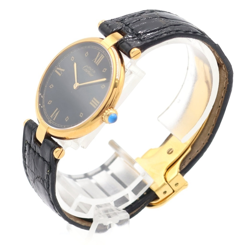 Cartier(カルティエ) マスト ヴァンドーム 黒文字盤 ゴールド GP クォーツ 腕時計 ヴィンテージ 590003