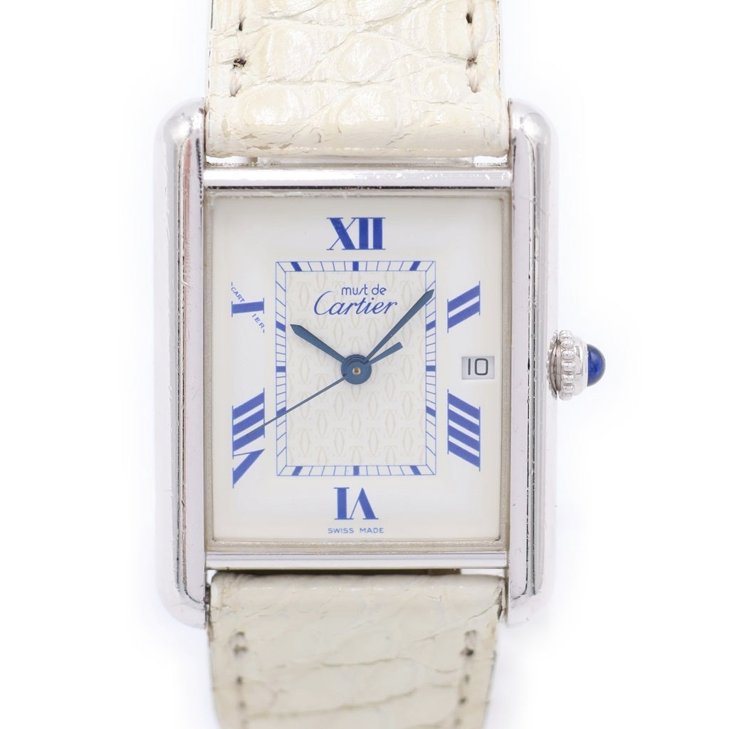 Cartier(カルティエ) マストタンクLM 白文字盤 SV925×革/QZ シルバー クォーツ 電池式 腕時計 W1014154 レディース