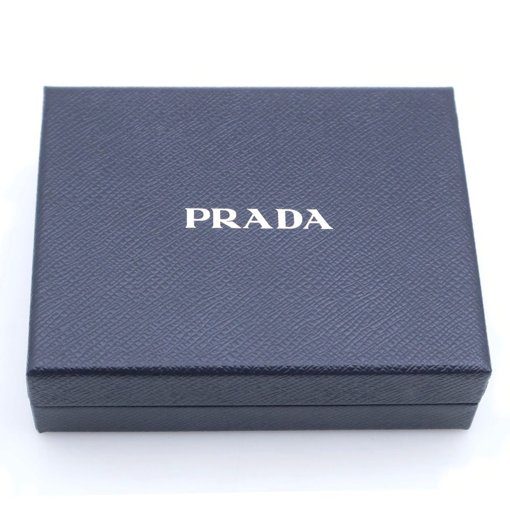 PRADA(プラダ) トライアングルロゴプレート サフィアーノレザー キー カードケース ポーチ グレー レディース
