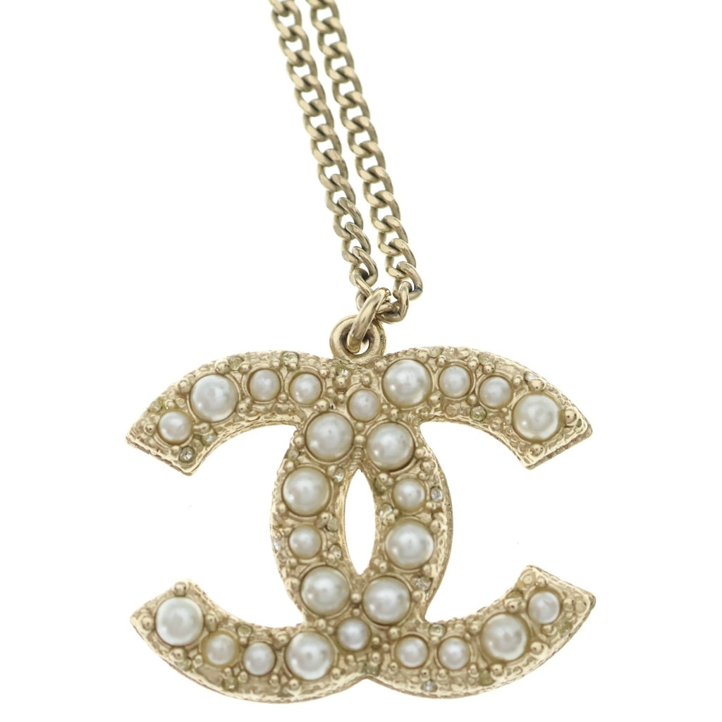 CHANEL(シャネル) ココマークパールネックレス ペンダント チェーン ゴールド×ホワイト 14B レディース