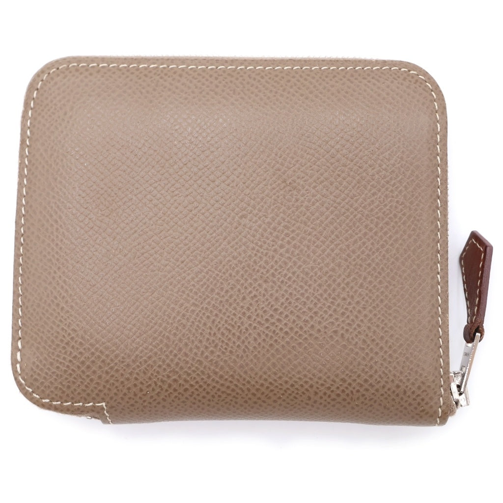 HERMES(エルメス) アザップシルクイン コンパクト エトゥープ エプソン ミニ財布 コインケース ブラウン レザー シルバー金具 Z刻印 レディース