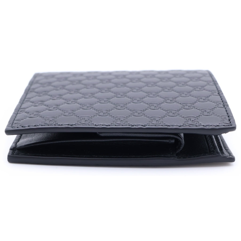 GUCCI(グッチ) グッチシマ 二つ折り財布 コンパクトウォレット カードケース ブラック レザー 150413