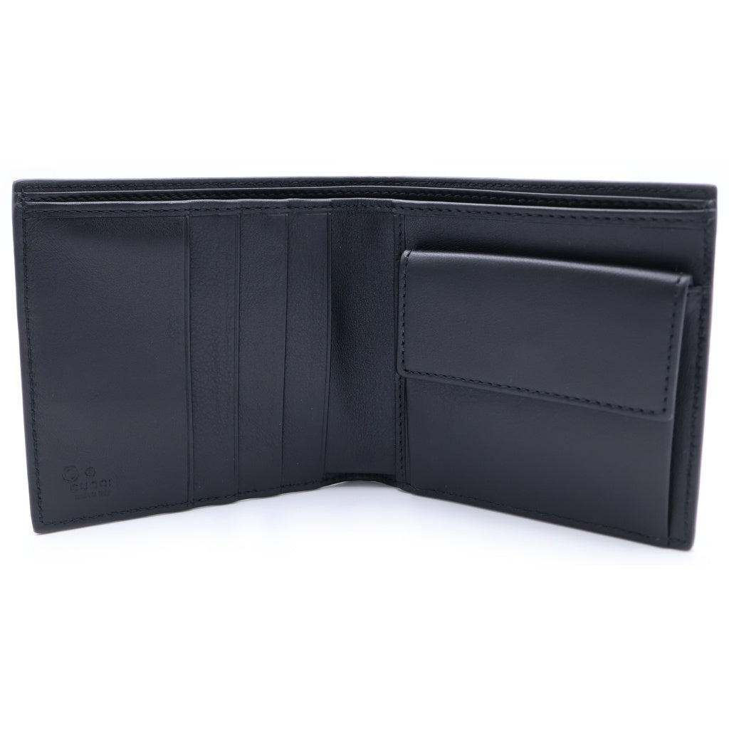 GUCCI(グッチ) グッチシマ 二つ折り財布 コンパクトウォレット カードケース ブラック レザー 150413