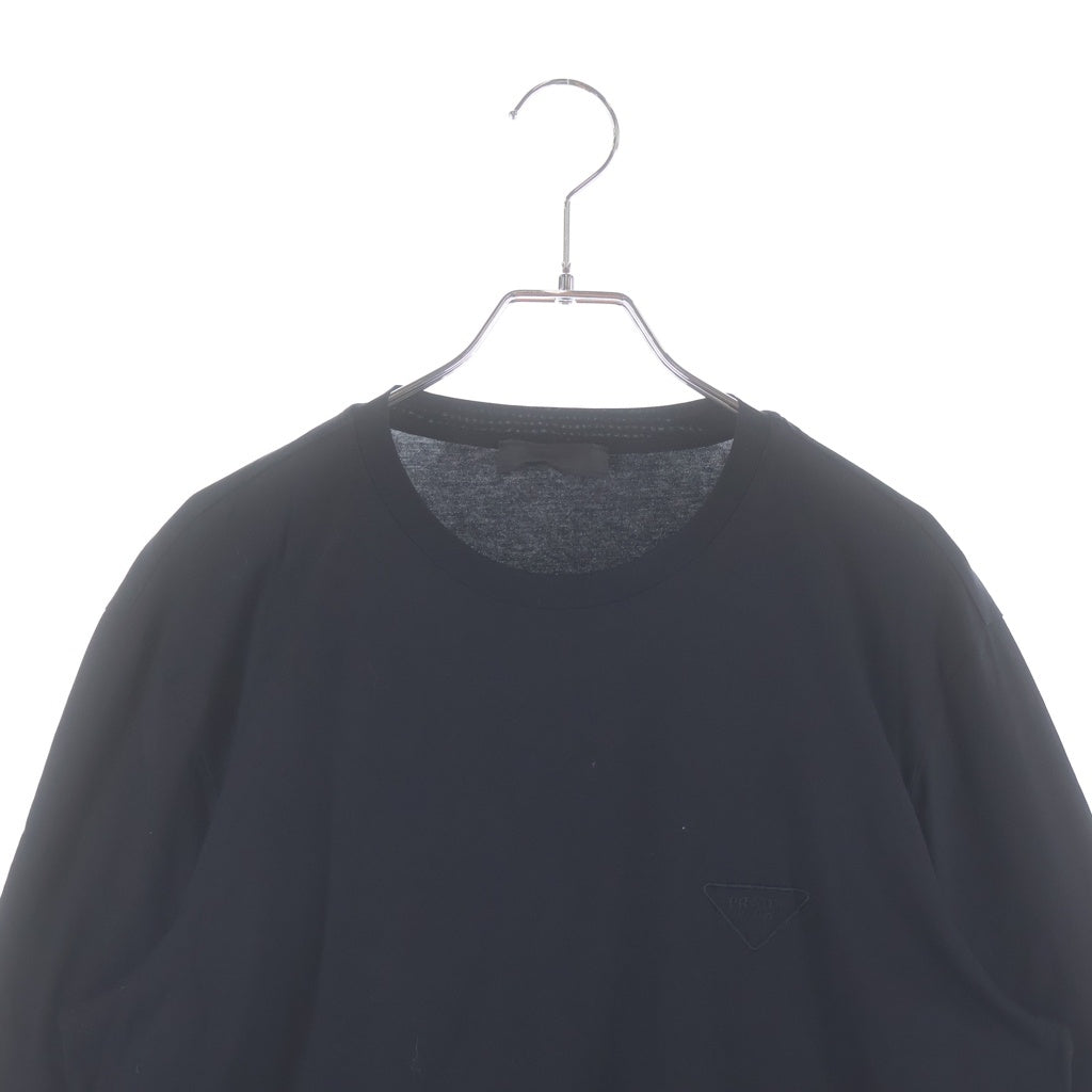 PRADA(プラダ) トライアングルロゴ刺繍 ロングTシャツ ブラック コットン #M