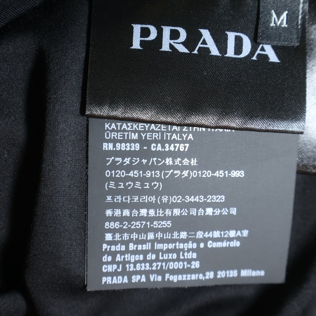 PRADA(プラダ) トライアングルロゴ刺繍 ロングTシャツ ブラック コットン #M