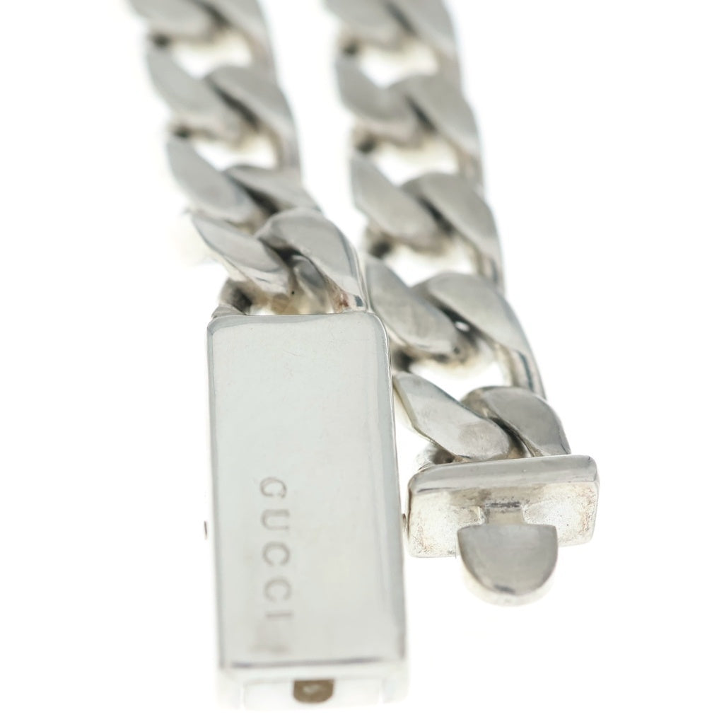 GUCCI(グッチ) チェーン ロゴ プレート SV925 ブレスレット シルバー レディース