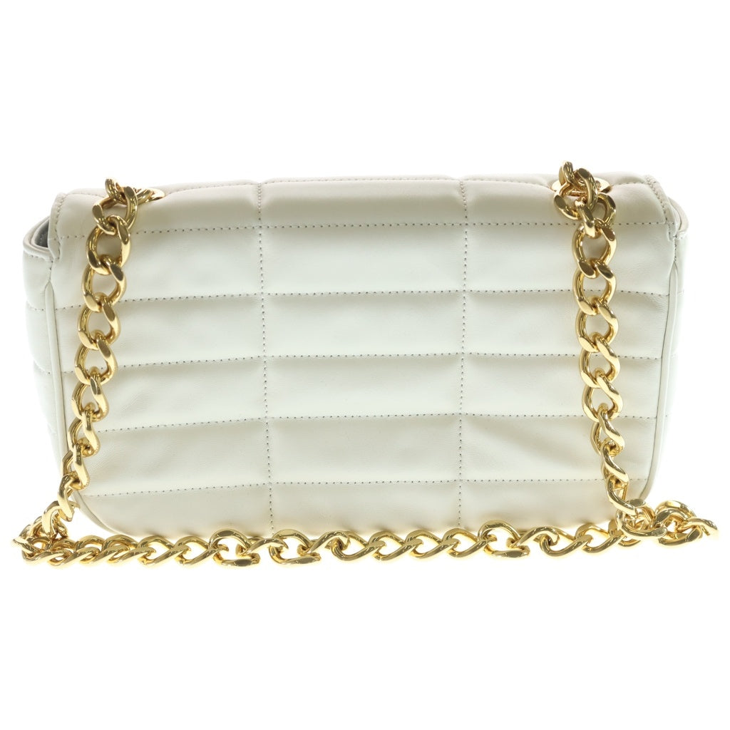 CELINE(セリーヌ) モノクローム チェーンショルダーバッグ ミニバッグ ホワイト レザー 111273EYD01HT ゴールド金具 レディース