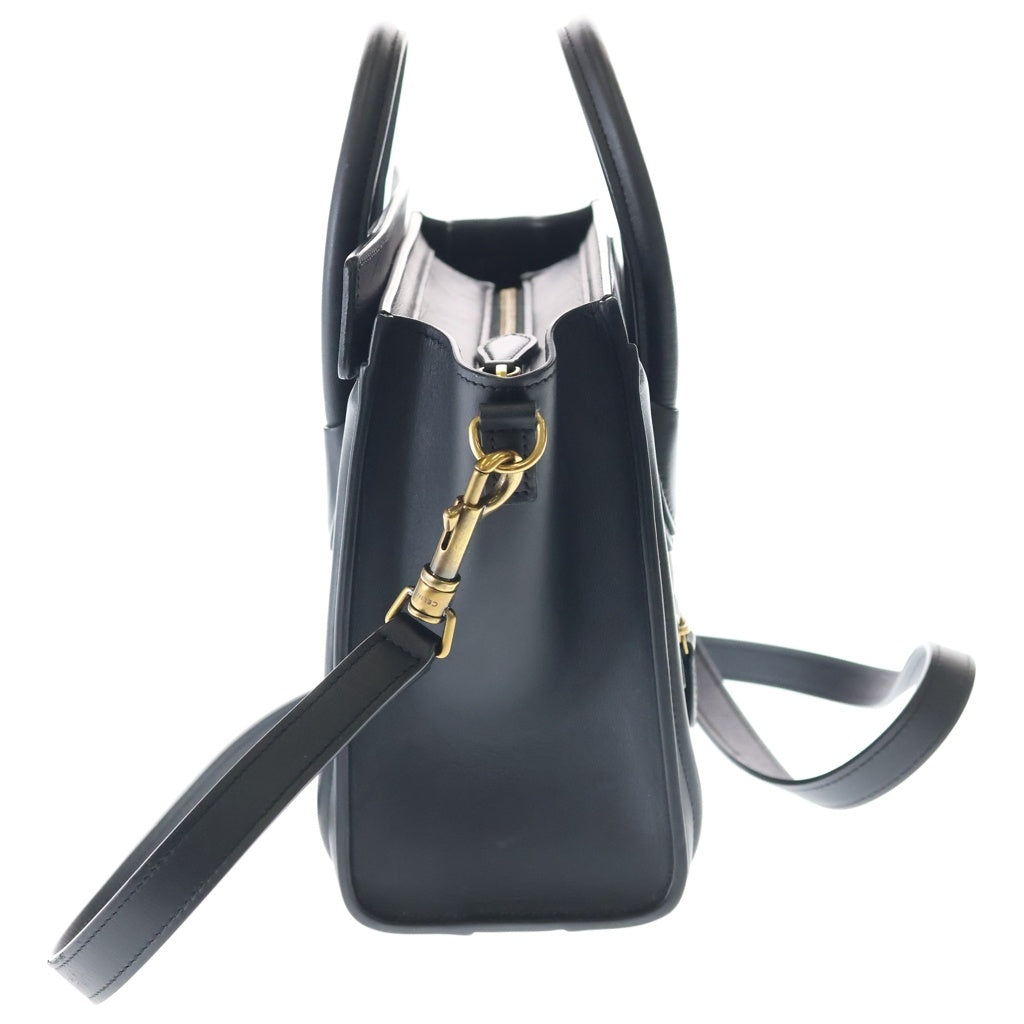 CELINE(セリーヌ) ラゲージ ナノショッパー 2WAYバッグ ショルダーバッグ ハンドバッグ ブラック レザー ゴールド金具 レディース