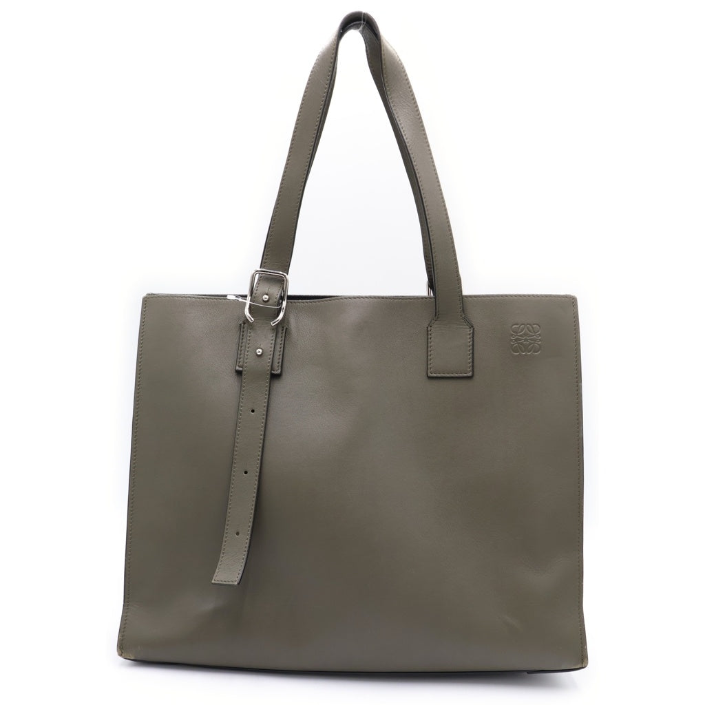 LOEWE(ロエベ) ホリゾンタル トートバッグ ハンドバッグ カーキグリーン レザー B692K96X06 シルバー金具 レディース