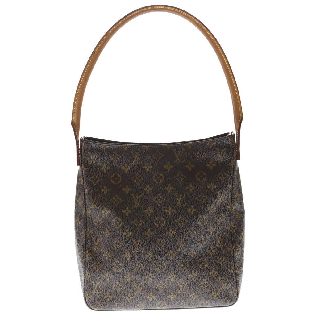LOUIS VUITTON(ルイヴィトン) モノグラム ルーピングGM ショルダーバッグ ブラウン レザー×PVC M51145 ゴールド金具 レディース