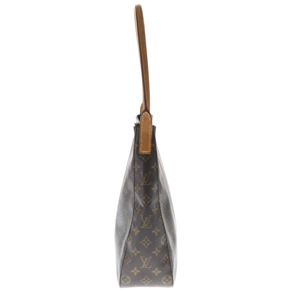 LOUIS VUITTON(ルイヴィトン) モノグラム ルーピングGM ショルダーバッグ ブラウン レザー×PVC M51145 ゴールド金具 レディース