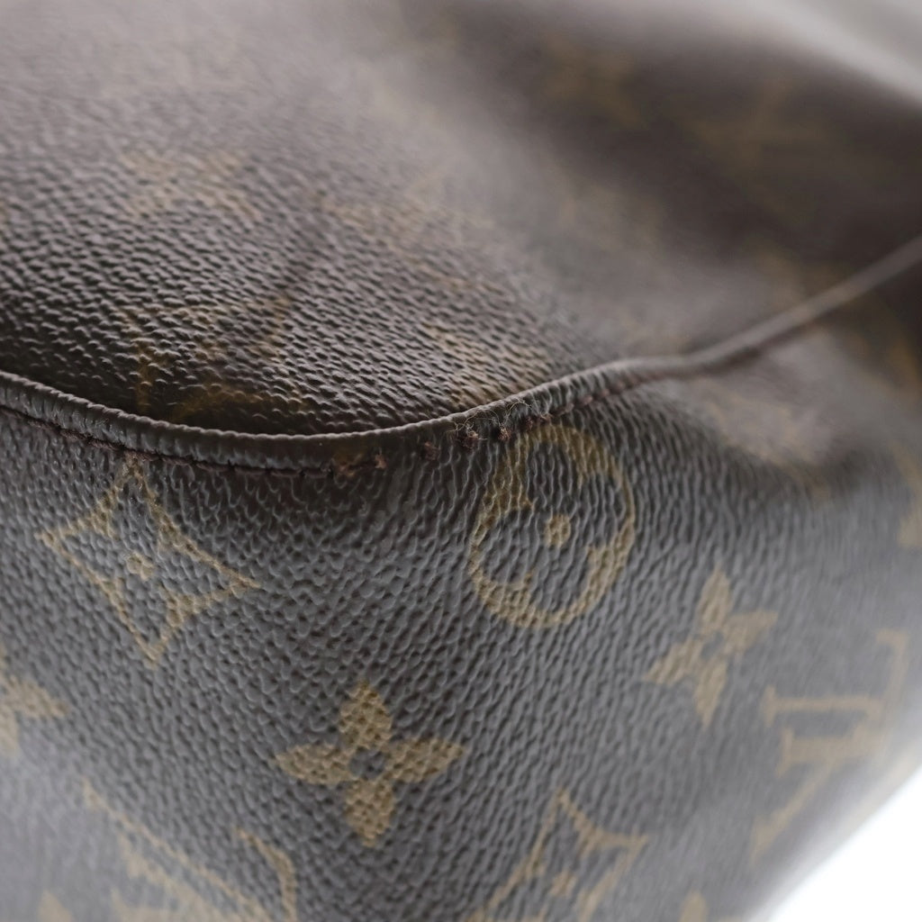 LOUIS VUITTON(ルイヴィトン) モノグラム ルーピングGM ショルダーバッグ ブラウン レザー×PVC M51145 ゴールド金具 レディース