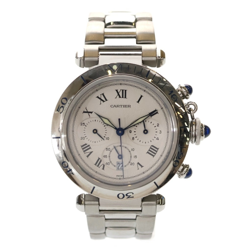 Cartier(カルティエ) パシャ38MM クロノグラフ SS/QZ ステンレス クオーツ クォーツ デイト 腕時計 W31018H3 白文字盤