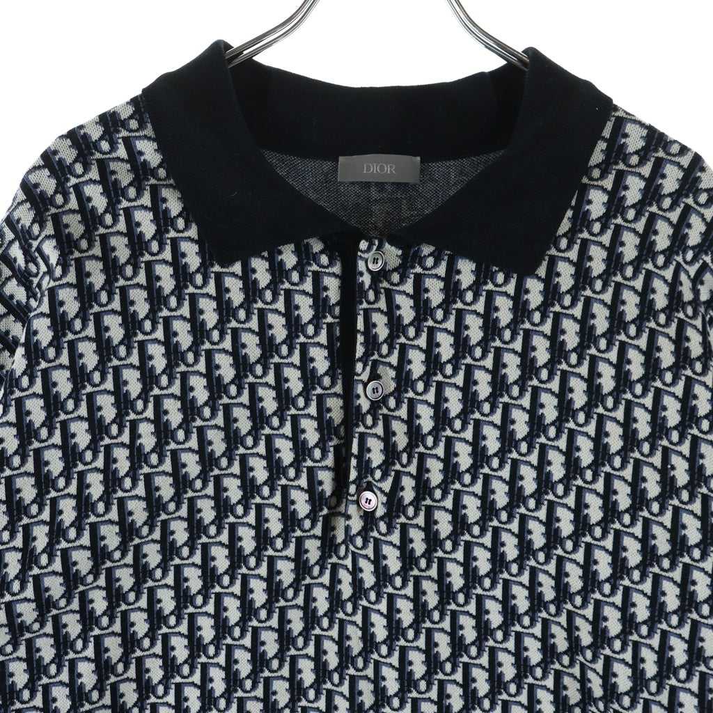 DIOR(ディオール) オブリークコットンポロシャツ ブラック #L 293M832AT472