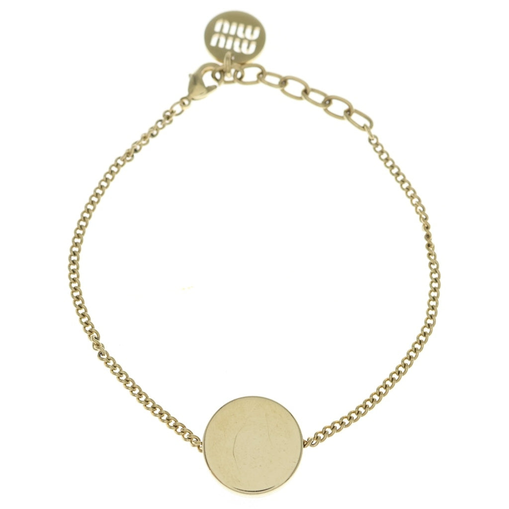 miumiu(ミュウミュウ) ロゴ チェーンブレスレット GP ゴールド×ピンク アクセサリー レディース