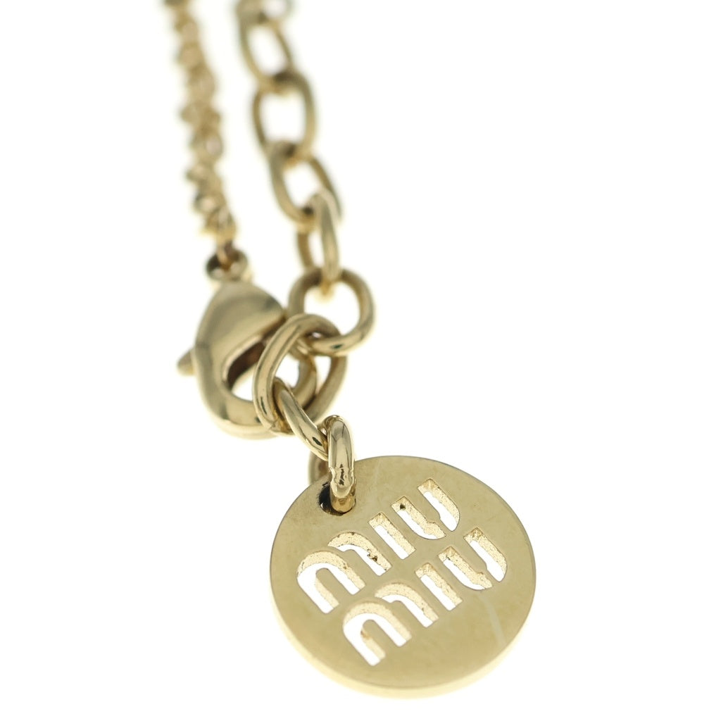 miumiu(ミュウミュウ) ロゴ チェーンブレスレット GP ゴールド×ピンク アクセサリー レディース