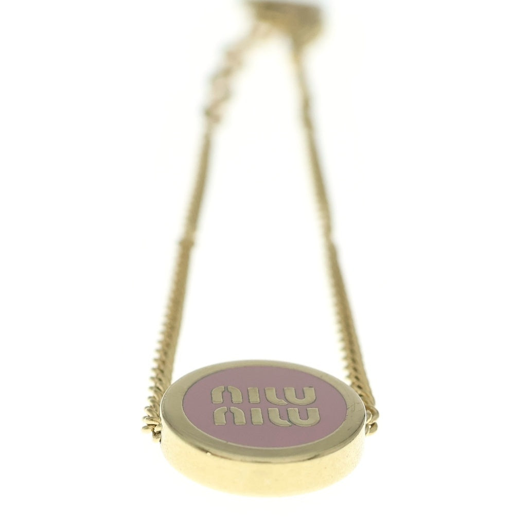 miumiu(ミュウミュウ) ロゴ チェーンブレスレット GP ゴールド×ピンク アクセサリー レディース