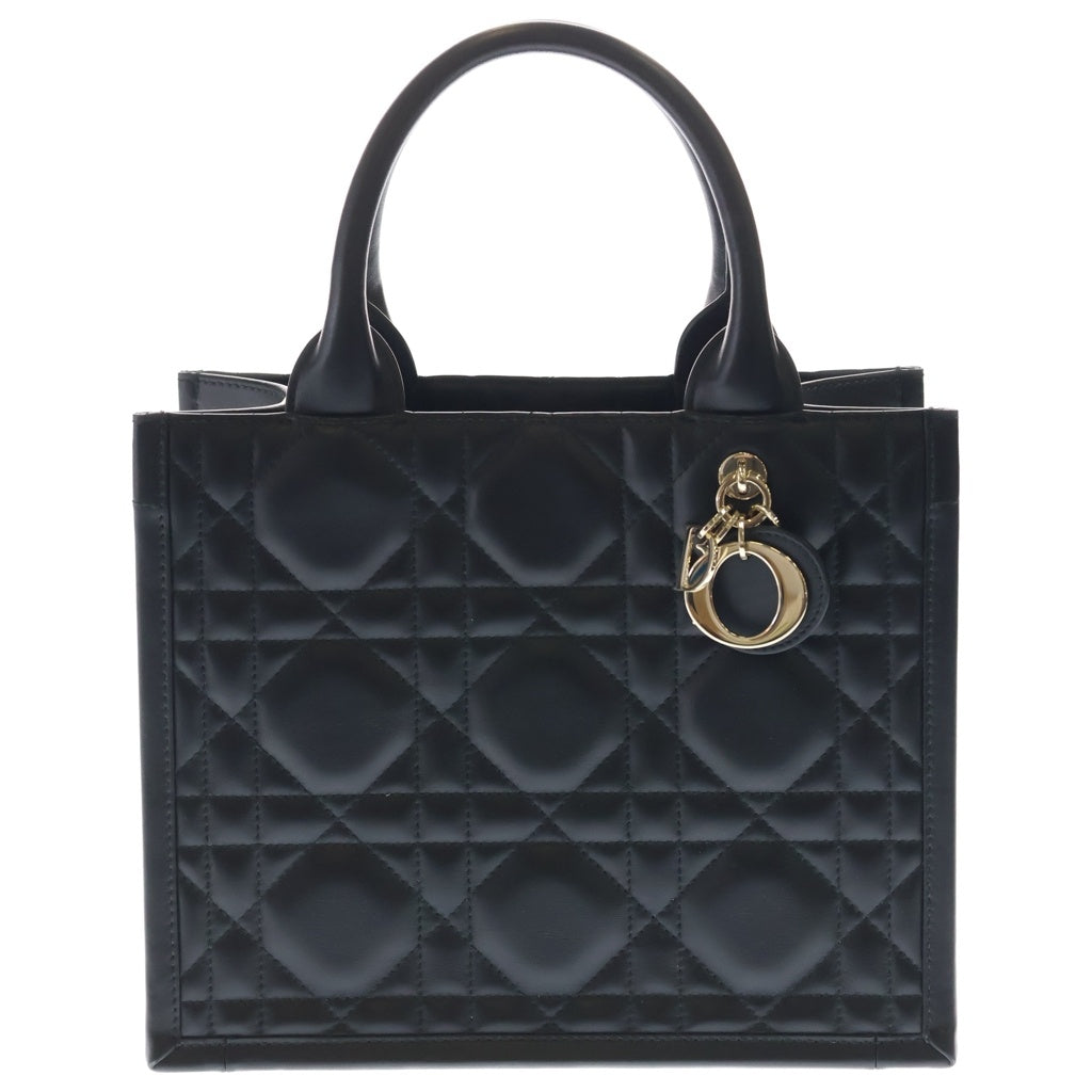 Christian Dior(クリスチャンディオール) ブックトートS カナージュ レザー 2WAY ハンド ショルダーバッグ ゴールド金具 ブラック M1325OWHP レディース