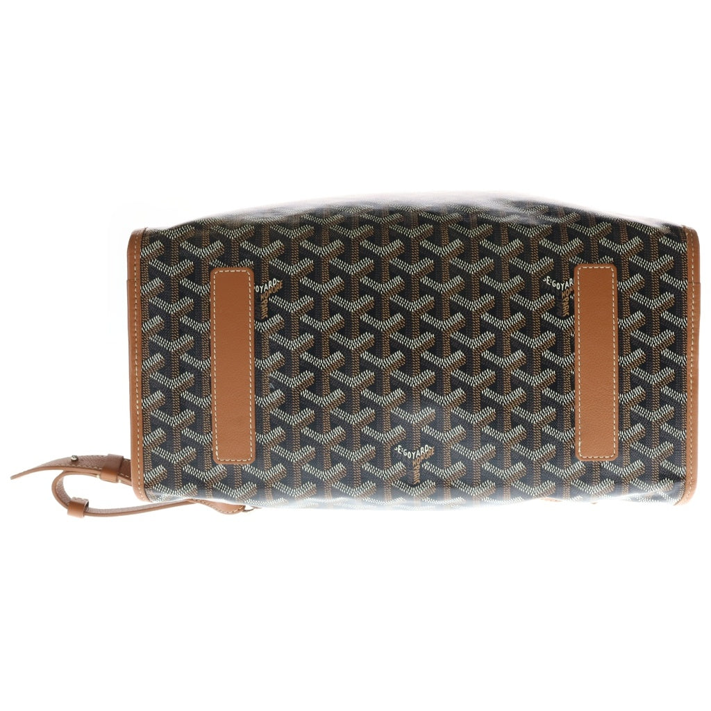 GOYARD(ゴヤール) サンレジェ ヘリンボーン リュックサック バックパック ブラウン レザー×PVC シルバー金具 レディース