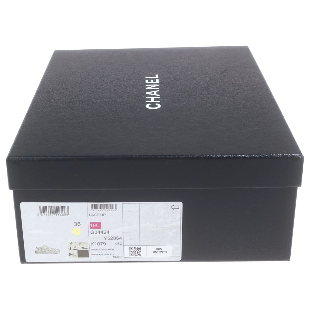 CHANEL(シャネル) ココマークツイードスニーカー ホワイト×ネイビー #36 G34424 レディース