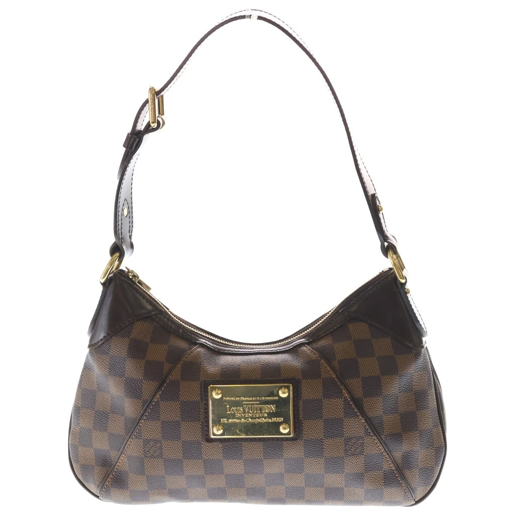 LOUIS VUITTON(ルイヴィトン) ダミエ テムズPM ワンショルダーバッグ ブラウン レザー×PVC N48180 ゴールド金具 レディース