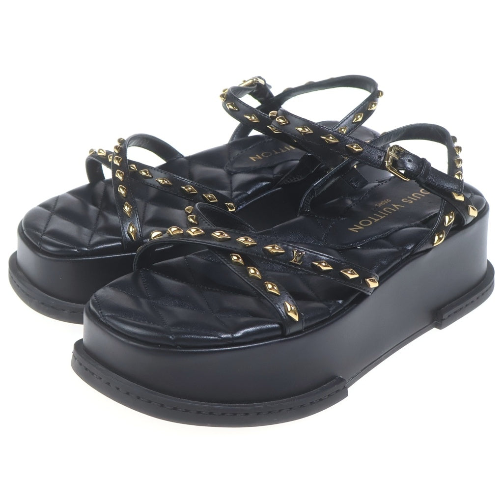 LOUIS VUITTON(ルイヴィトン) マヤライン スタッズ レザー 厚底 サンダル シューズ ブラック レディース 1ACY36