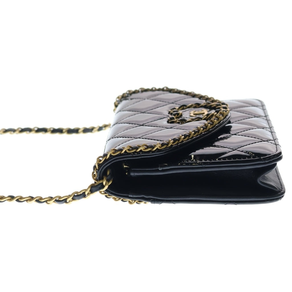 CHANEL(シャネル) マトラッセ パテント ハート チェーンショルダーバッグ ミニバッグ ブラック パテント ゴールド金具 レディース