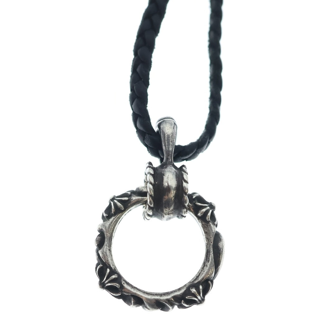 CHROME HEARTS(クロムハーツ) EWLP SBTBAND モチーフアイウェアループ Wレザーブレイド SBTバンドリング ペンダント ネックレス
