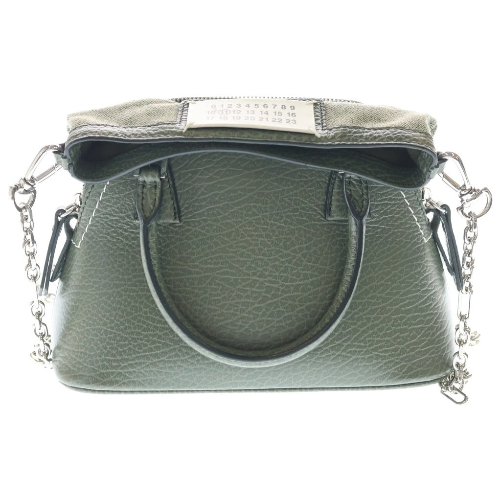 MM6 Maison Margiela(エムエムシックスメゾンマルジェラ) 5AC マイクロ 2WAYハンドバッグ ショルダーバッグ グリーン レザー シルバー金具 レディース