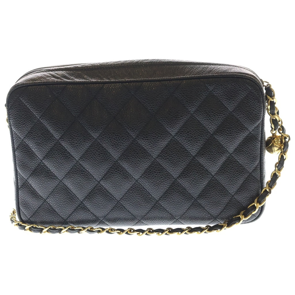 CHANEL(シャネル) マトラッセ ココマーク ココボール キャビアスキン レザー チェーンショルダーバッグ ゴールド金具 ブラック 3番台 レディース