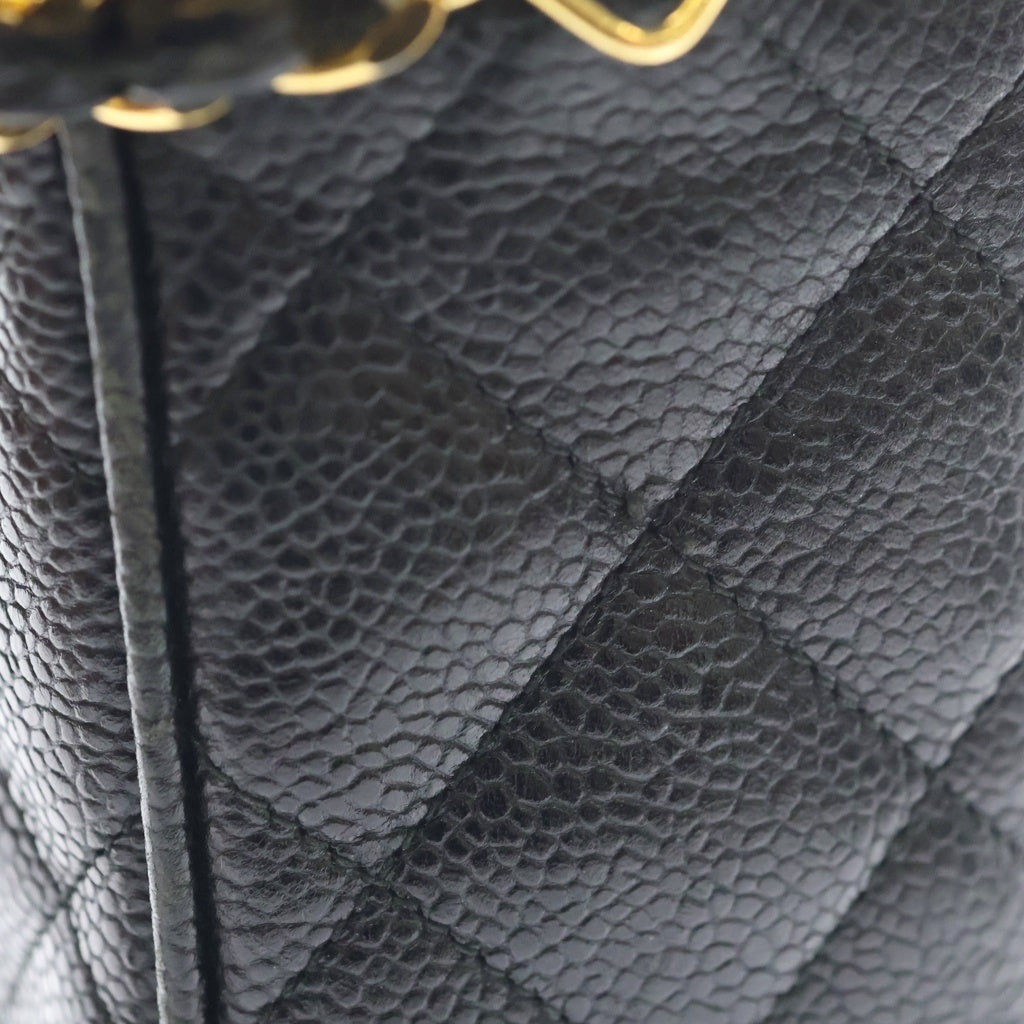 CHANEL(シャネル) マトラッセ ココマーク ココボール キャビアスキン レザー チェーンショルダーバッグ ゴールド金具 ブラック 3番台 レディース