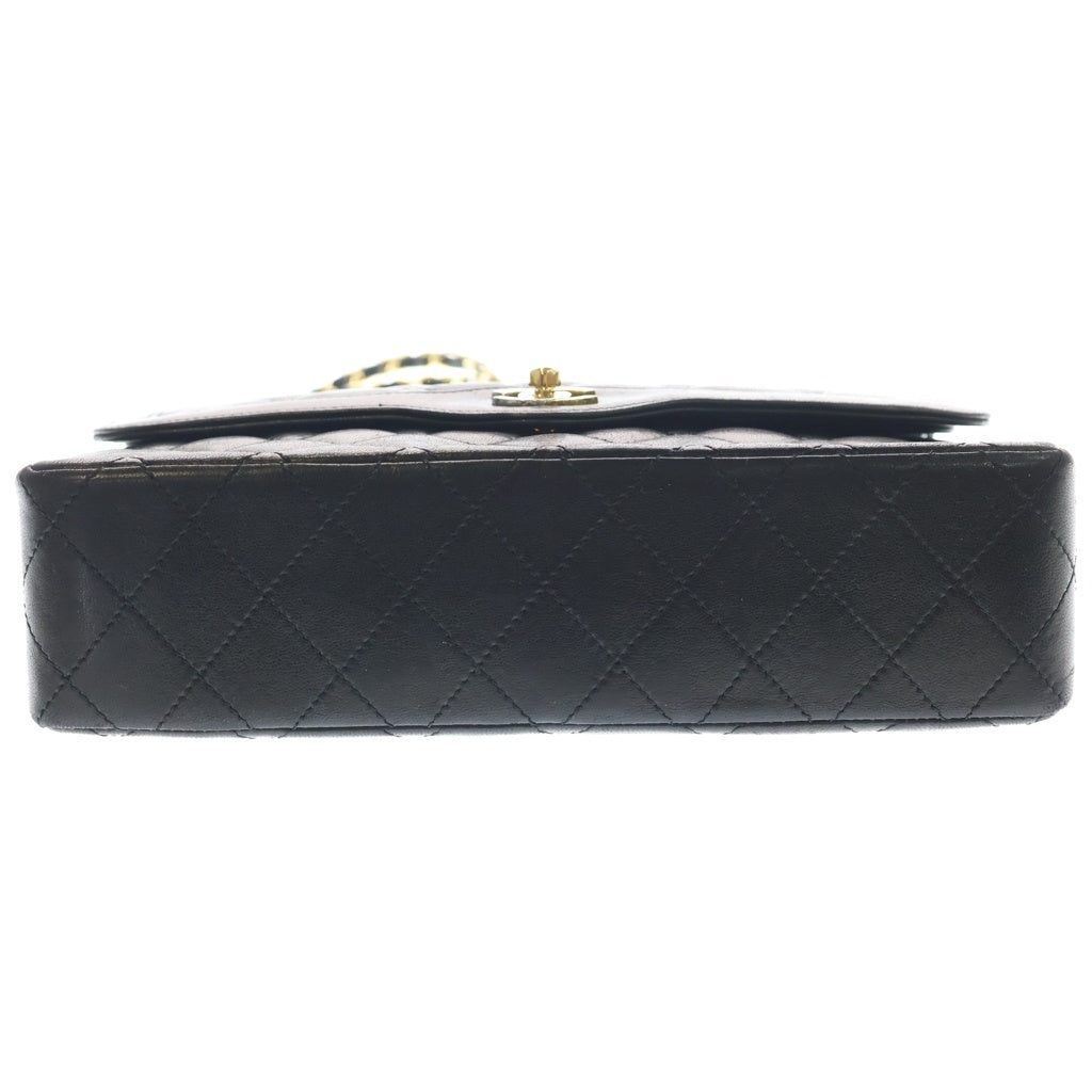 CHANEL(シャネル) マトラッセ パリ限定 ラムスキン レザー Wフラップ Wチェーン ショルダーバッグ ゴールド/シルバー金具 ブラック 2番台 レディース