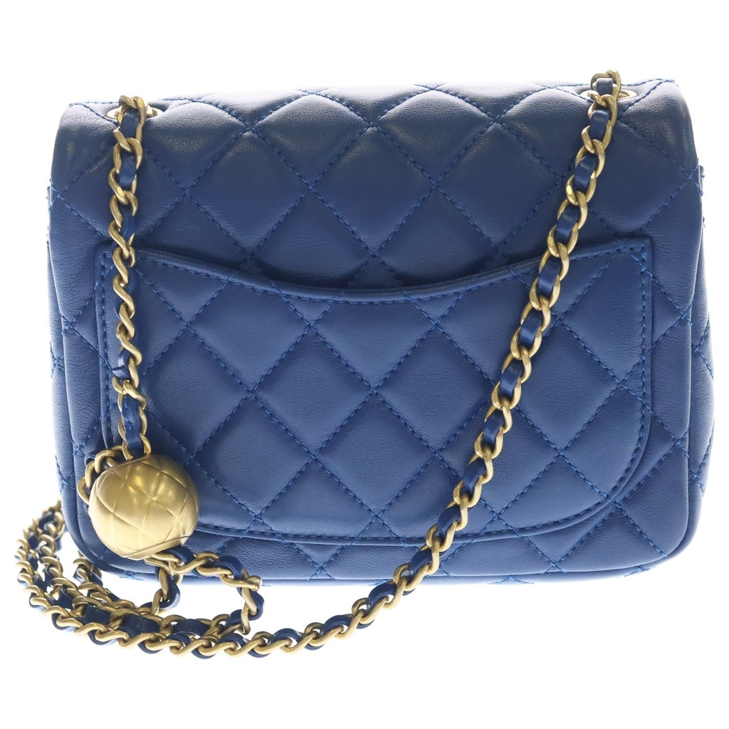 CHANEL(シャネル) ミニマトラッセ ココマーク ココボール チェーンショルダー ゴールド金具 ラムスキン ブルー AS1786 レディース