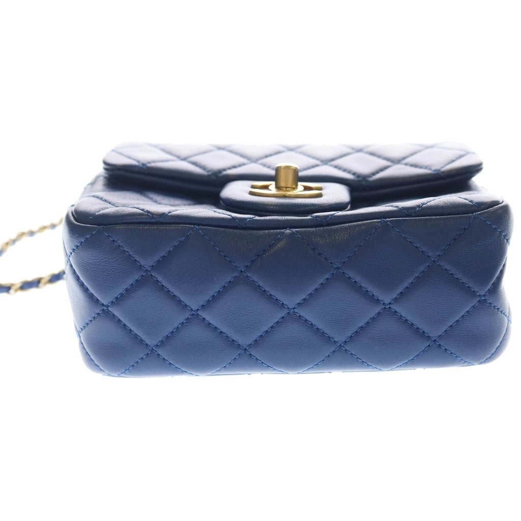 CHANEL(シャネル) ミニマトラッセ ココマーク ココボール チェーンショルダー ゴールド金具 ラムスキン ブルー AS1786 レディース