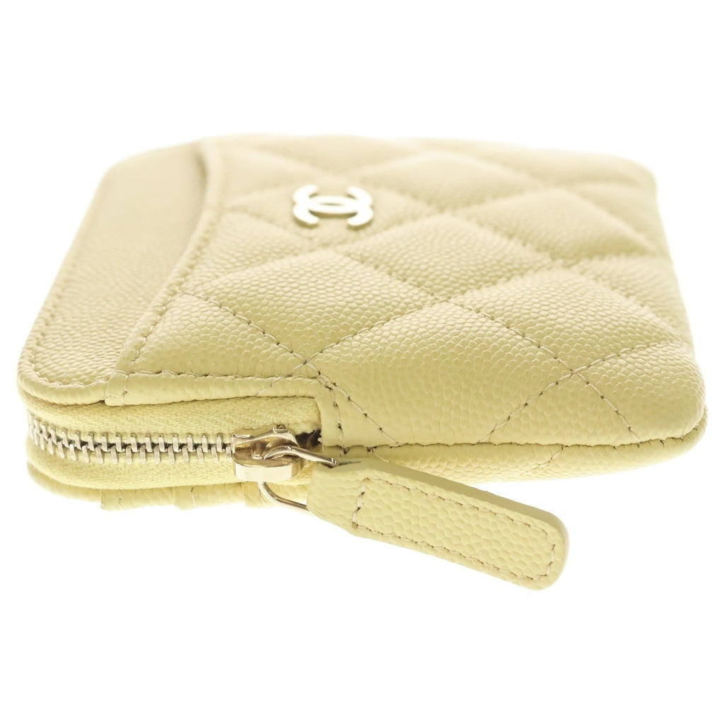 CHANEL(シャネル) マトラッセ ココマーク ジップ コインパース コインケース キャビアスキン ゴールド金具 イエロー AP2061 レディース