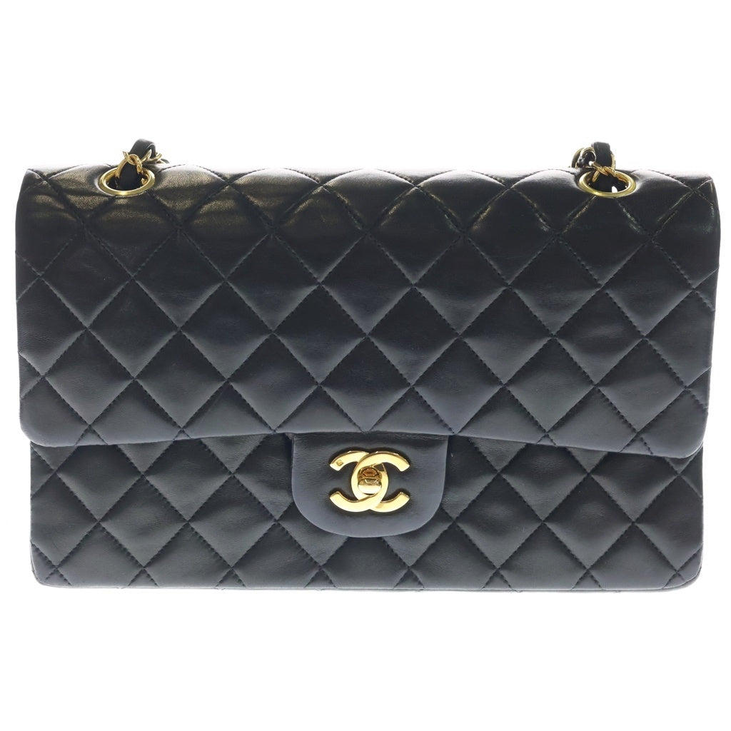 CHANEL(シャネル) マトラッセ25 ラムスキン ゴールド金具 チェーンショルダーバッグ ブラック レディース