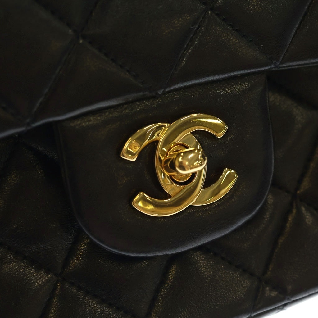 CHANEL(シャネル) マトラッセ25 ラムスキン ゴールド金具 チェーンショルダーバッグ ブラック レディース