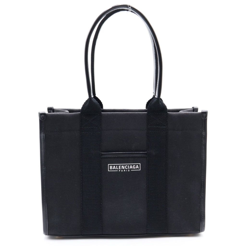 BALENCIAGA(バレンシアガ) ハードウェア スモール キャンバス レザー 2WAY ハンド ショルダー トートバッグ ブラック 671402 レディース