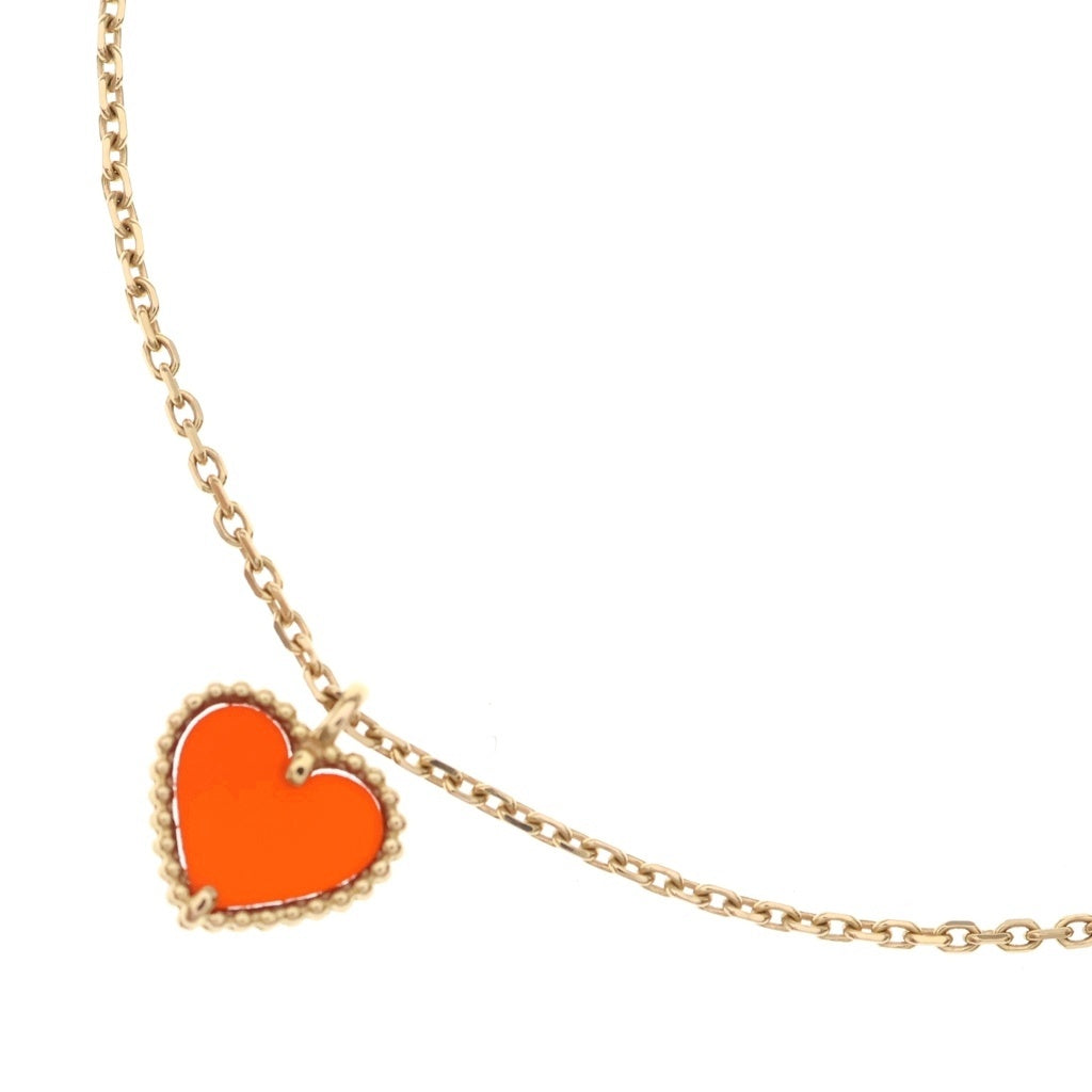 Van Cleef & Arpels(ヴァンクリーフアンドアーペル) スウィートハート カーネリアン ネックレス ペンダント チェーン ピンクゴールド×レッド Au750PG レディース