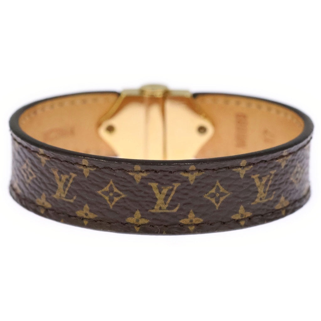 LOUIS VUITTON(ルイヴィトン) スピリット ブレスレット ブラウン レザー M6689 ゴールド金具 レディース
