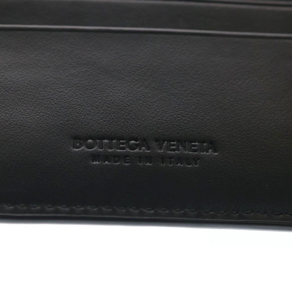 BOTTEGA VENETA(ボッテガヴェネタ) イントレチャート レザー 二つ折り財布 コンパクトウォレット ブラック