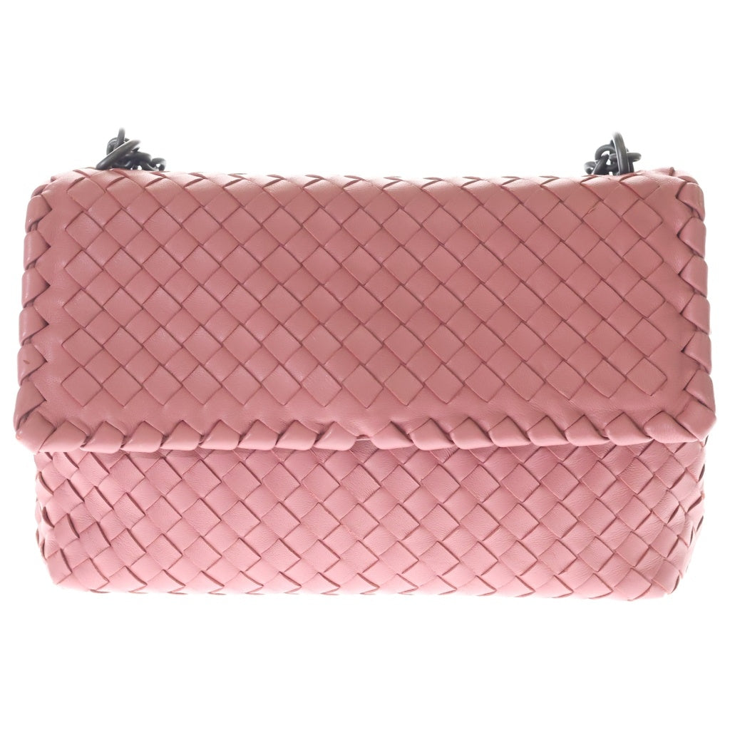 BOTTEGA VENETA(ボッテガヴェネタ) イントレチャート チェーンショルダーバッグ ピンク レザー ブラック金具 レディース
