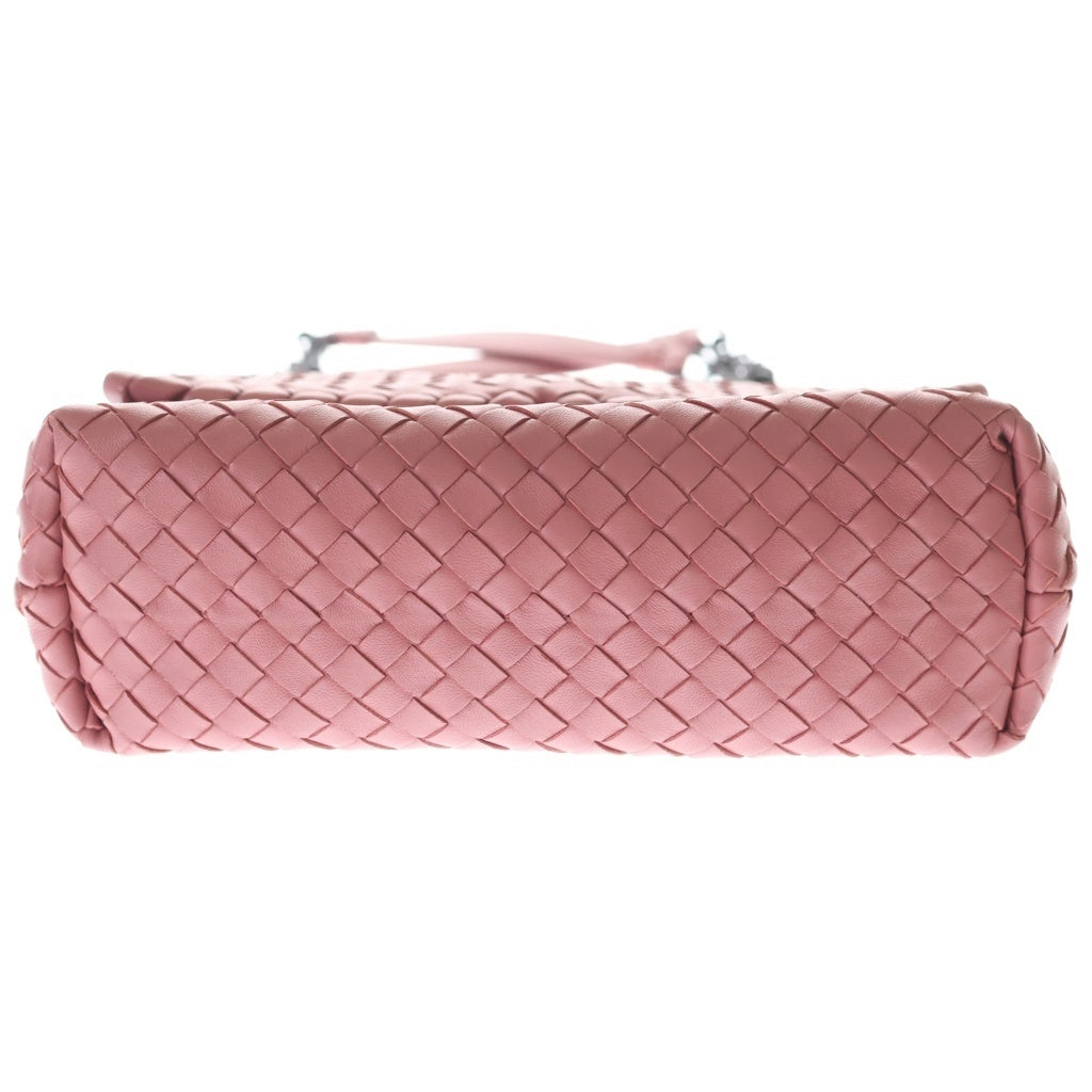 BOTTEGA VENETA(ボッテガヴェネタ) イントレチャート チェーンショルダーバッグ ピンク レザー ブラック金具 レディース