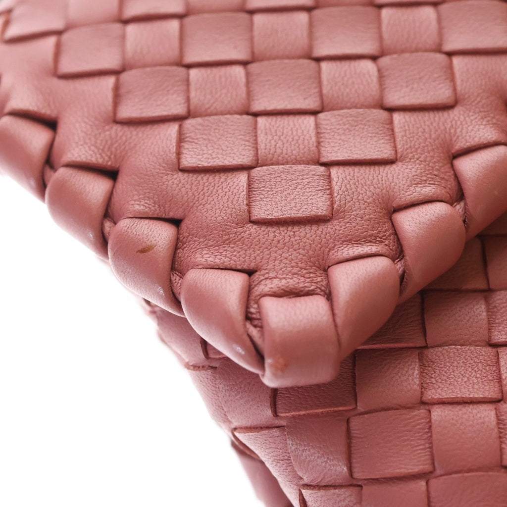 BOTTEGA VENETA(ボッテガヴェネタ) イントレチャート チェーンショルダーバッグ ピンク レザー ブラック金具 レディース