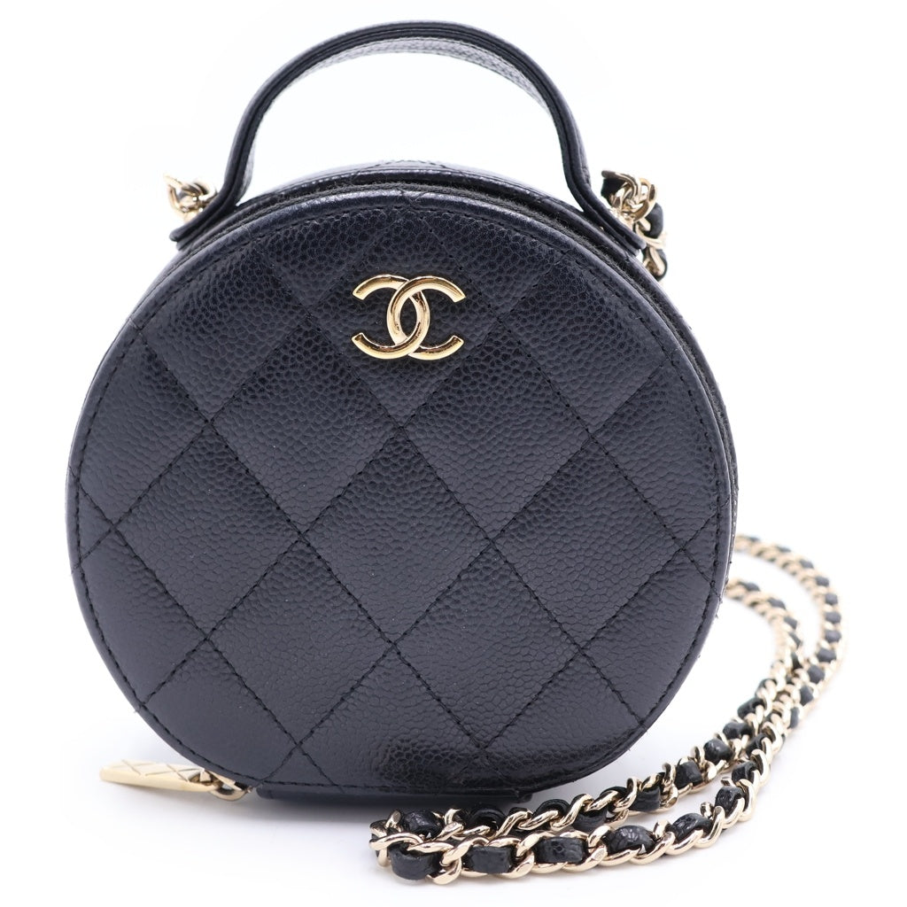 CHANEL(シャネル) マトラッセ ミニチェーンショルダーバッグ ブラック キャビアスキン AP0245 ゴールド金具 レディース