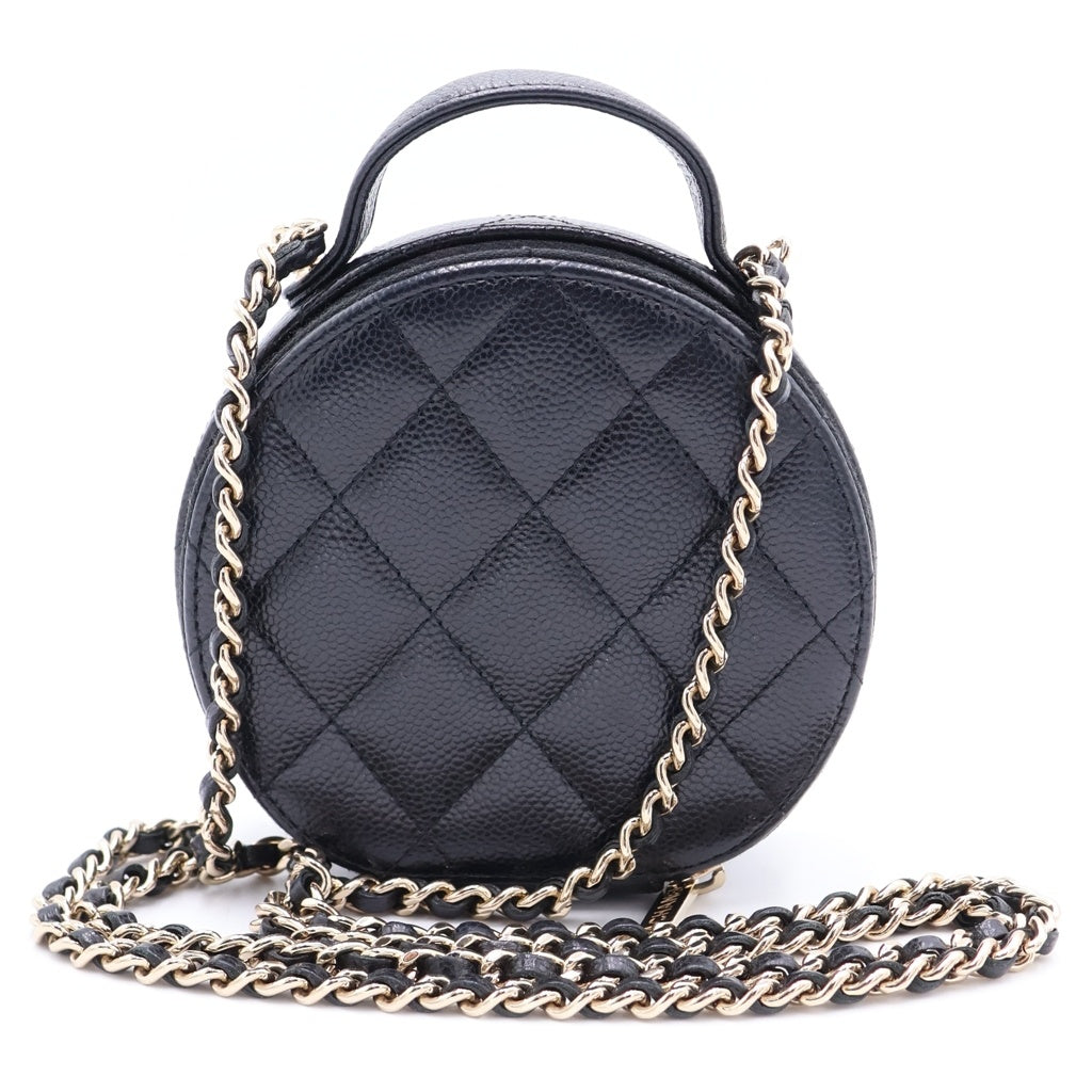 CHANEL(シャネル) マトラッセ ミニチェーンショルダーバッグ ブラック キャビアスキン AP0245 ゴールド金具 レディース