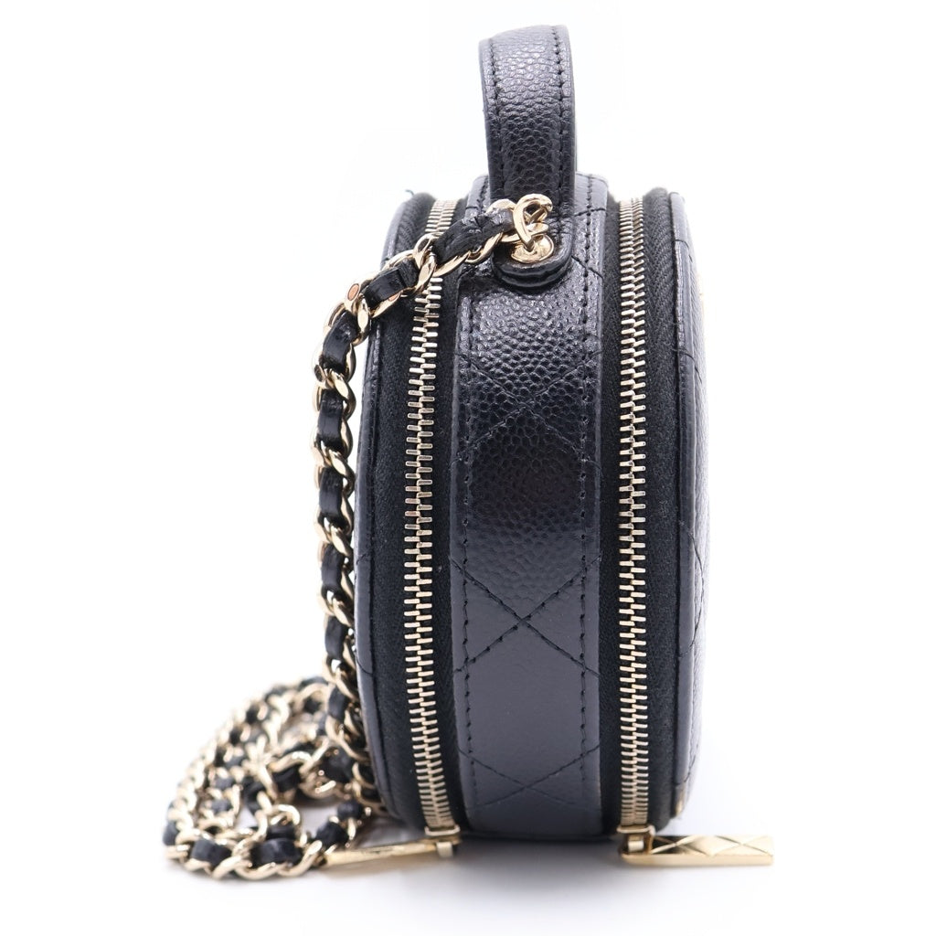 CHANEL(シャネル) マトラッセ ミニチェーンショルダーバッグ ブラック キャビアスキン AP0245 ゴールド金具 レディース