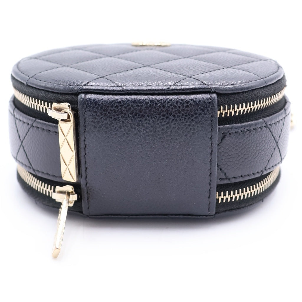 CHANEL(シャネル) マトラッセ ミニチェーンショルダーバッグ ブラック キャビアスキン AP0245 ゴールド金具 レディース