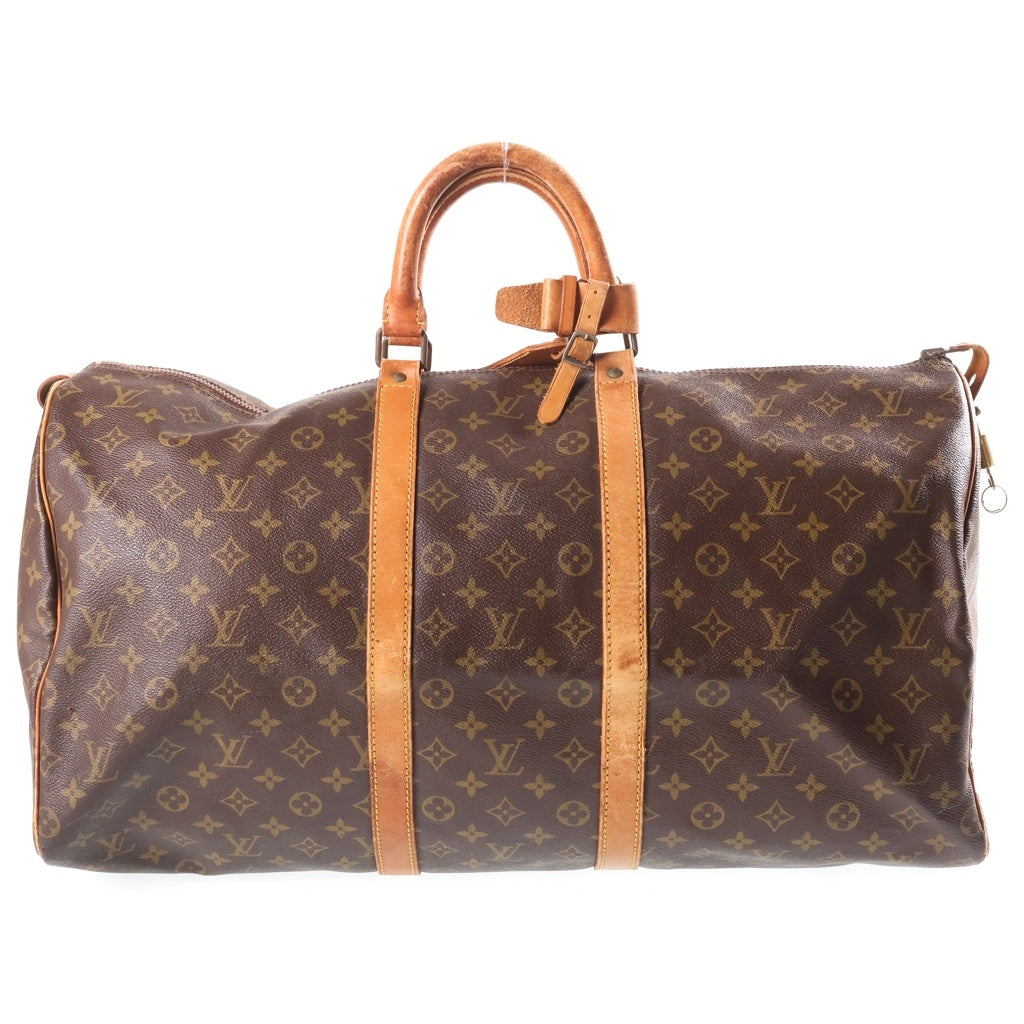 LOUIS VUITTON(ルイヴィトン) モノグラム キーポル55 ボストンバッグ ハンドバッグ トラベルバッグ ブラウン レザー×PVC M41424 ゴールド金具