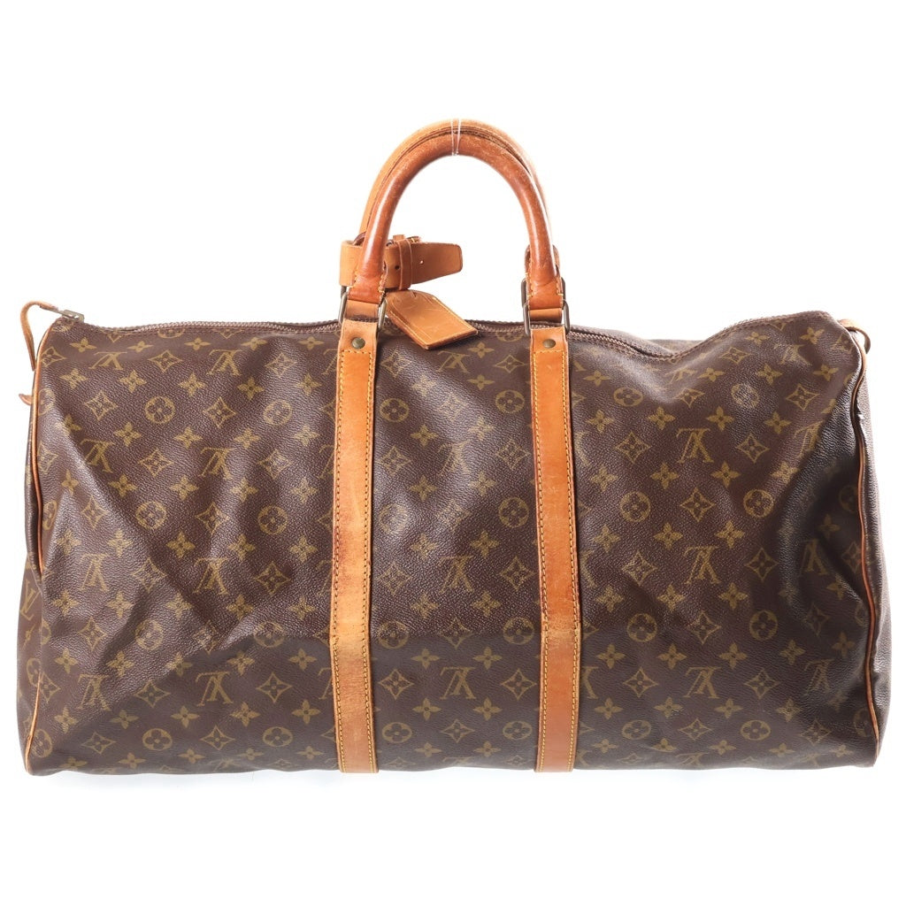 LOUIS VUITTON(ルイヴィトン) モノグラム キーポル55 ボストンバッグ ハンドバッグ トラベルバッグ ブラウン レザー×PVC M41424 ゴールド金具